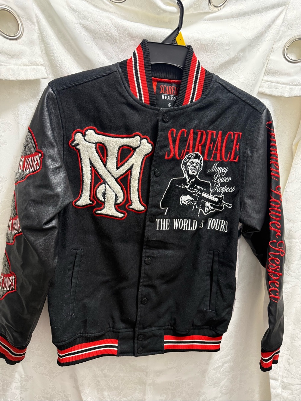 Reason Black and Red Scarface Varsity Jacket